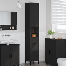 Badkamer Kast Zwart 31,5 x 33 x 190 cm Bewerkt hout & Metaal
