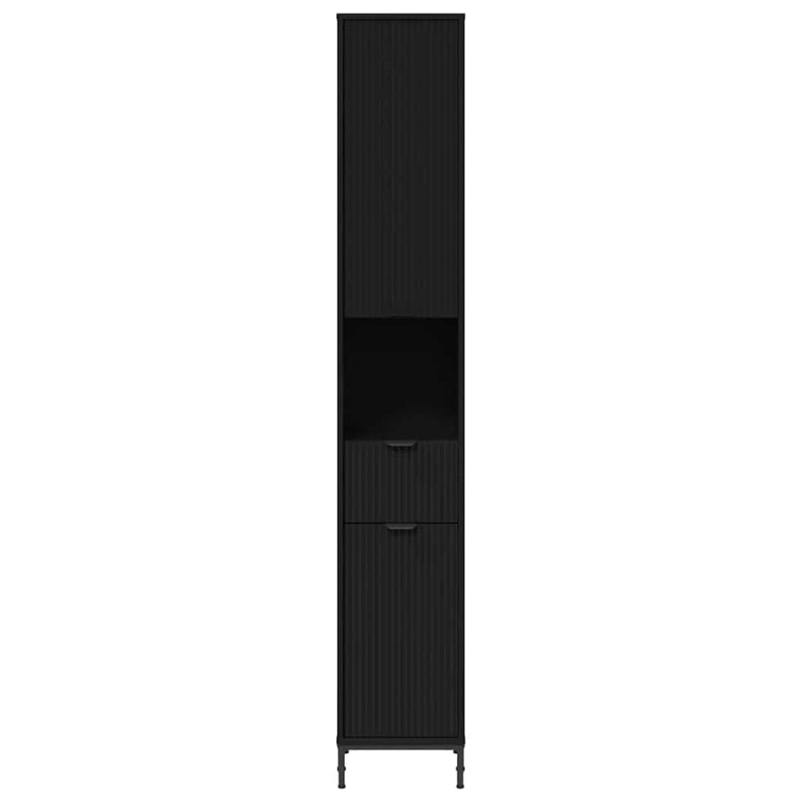 Badkamer Kast Zwart 31,5 x 33 x 190 cm Bewerkt hout & Metaal