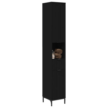 Badkamer Kast Zwart 31,5 x 33 x 190 cm Bewerkt hout & Metaal