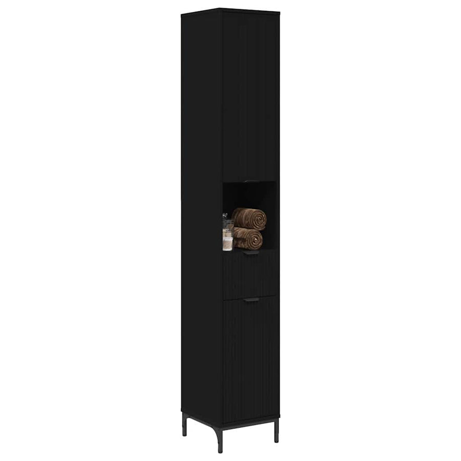 Badkamer Kast Zwart 31,5 x 33 x 190 cm Bewerkt hout & Metaal