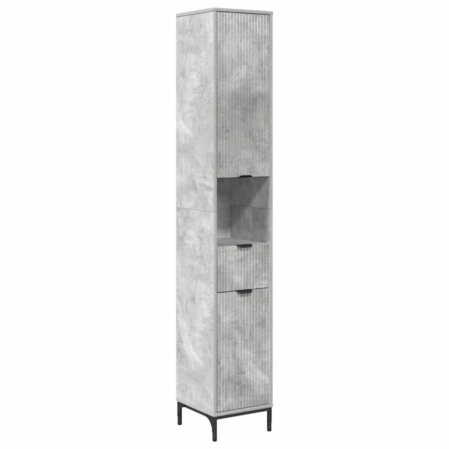 Hoge badkamerkast Betongrijs 31.5 x 33 x 190 cm Bewerkt hout