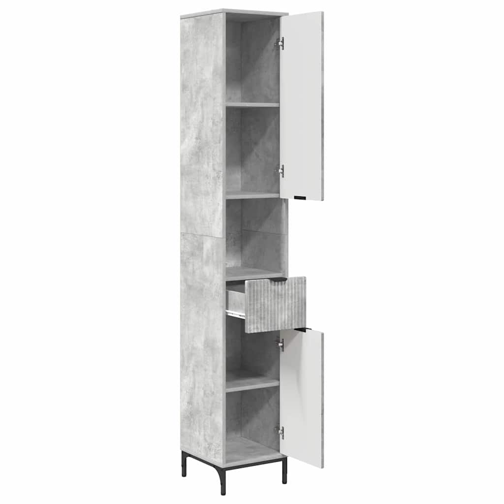 Hoge badkamerkast Betongrijs 31.5 x 33 x 190 cm Bewerkt hout