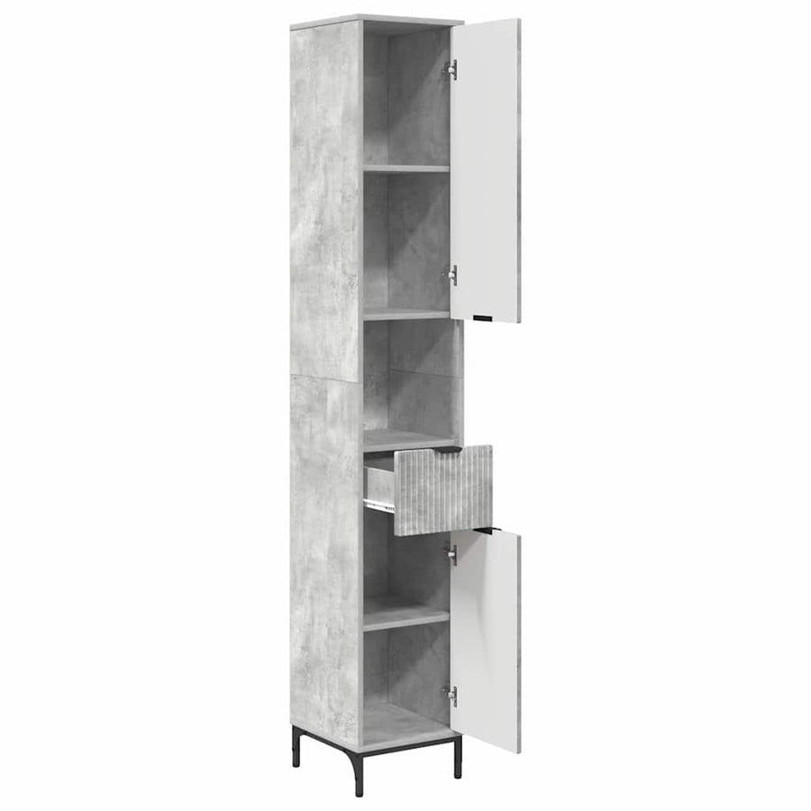 Hoge badkamerkast Betongrijs 31.5 x 33 x 190 cm Bewerkt hout
