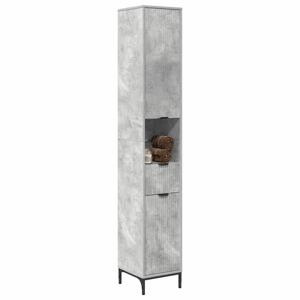 Hoge badkamerkast Betongrijs 31.5 x 33 x 190 cm Bewerkt hout
