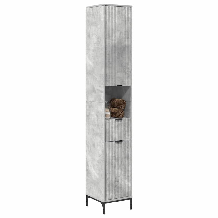 Hoge badkamerkast Betongrijs 31.5 x 33 x 190 cm Bewerkt hout