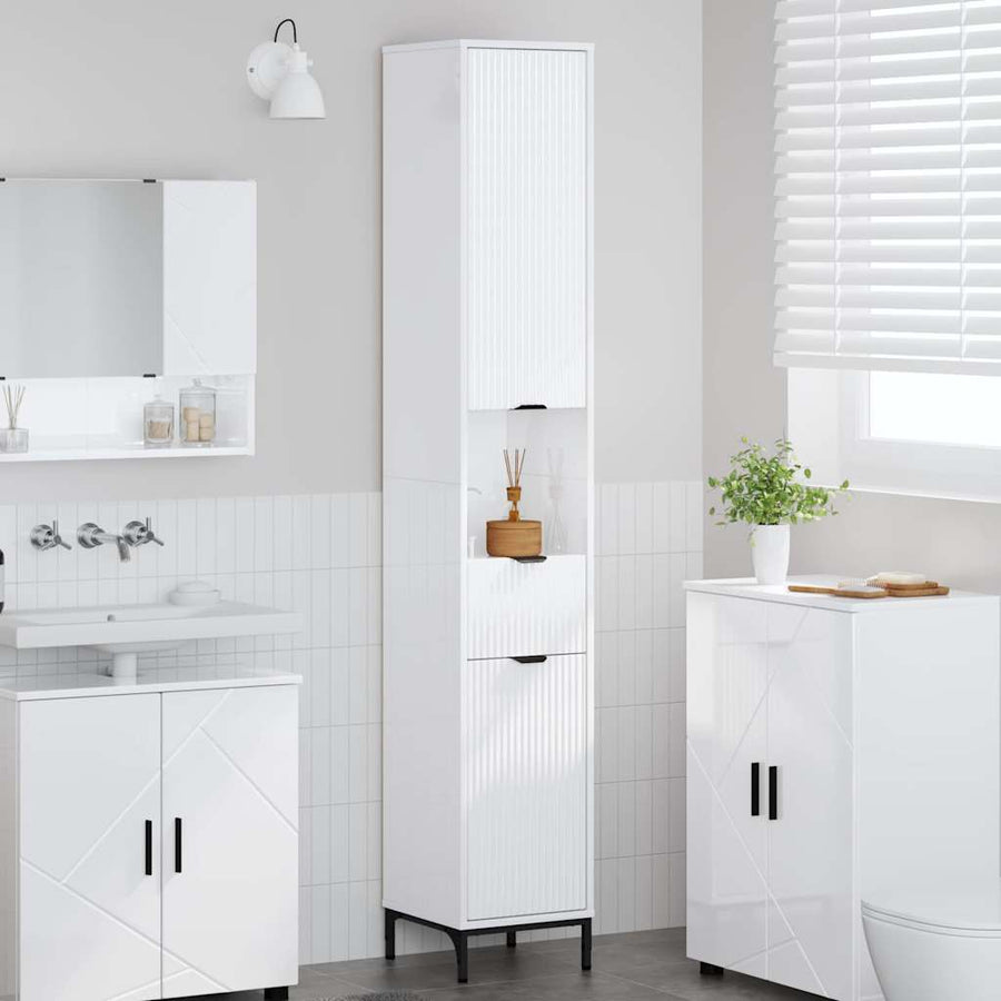 Badkamer Kast met lade Hoogglans wit 31,5 x 33 x 190 cm