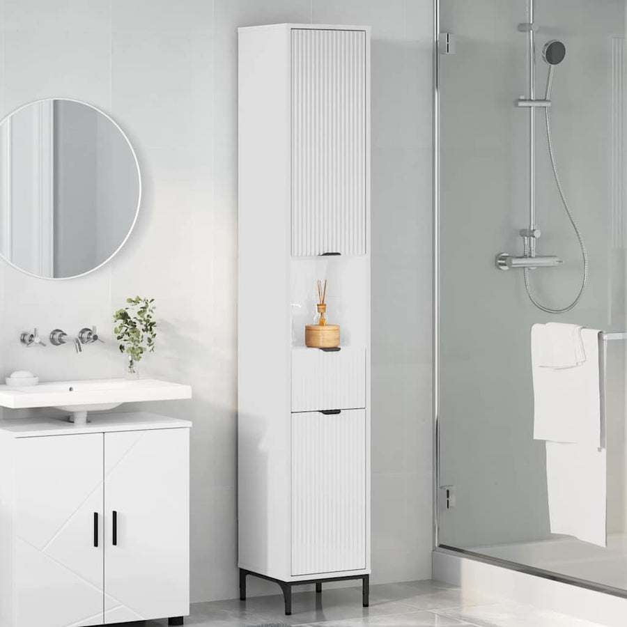 Badkamer Kast met lade Hoogglans wit 31,5 x 33 x 190 cm