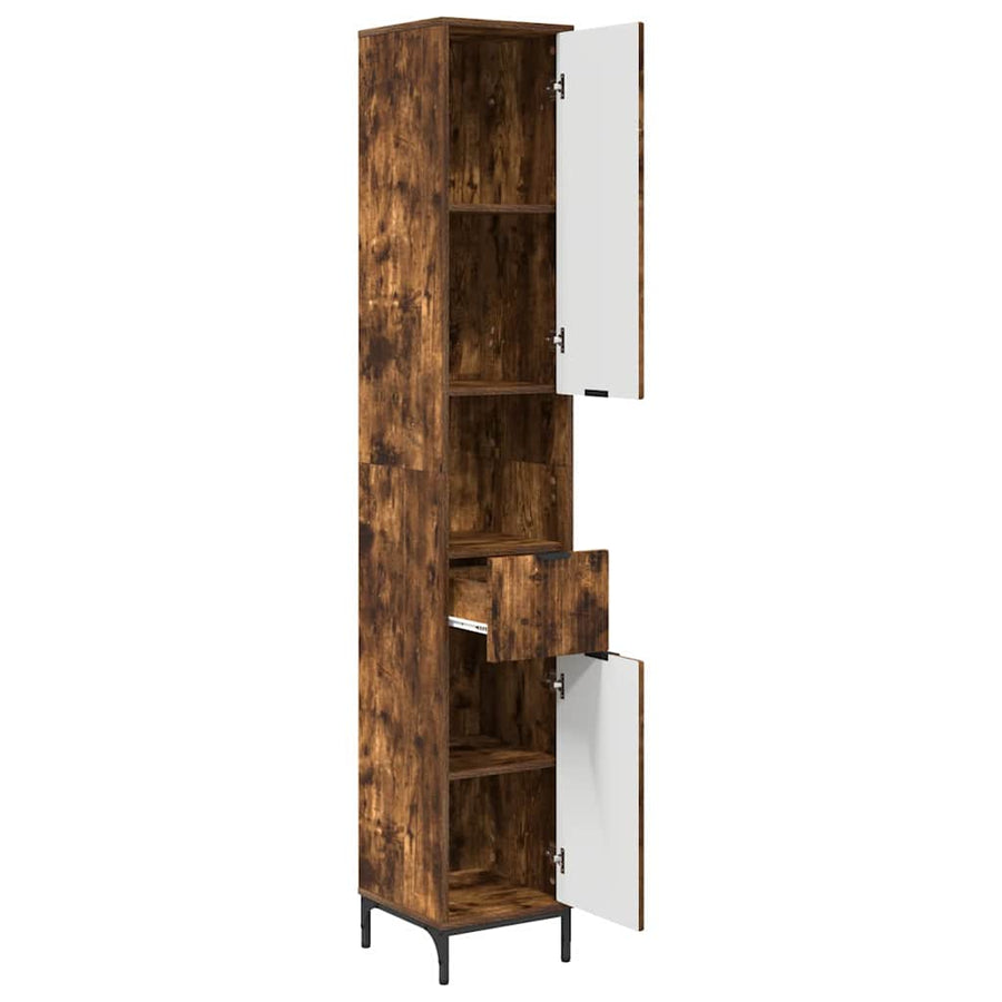 Hoge badkamerkast Gerookt eiken 31.5 x 33 x 190 cm Bewerkt hout