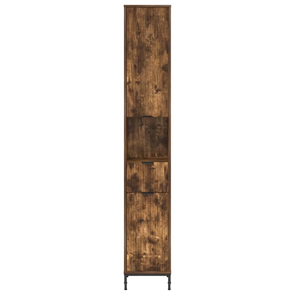Hoge badkamerkast Gerookt eiken 31.5 x 33 x 190 cm Bewerkt hout