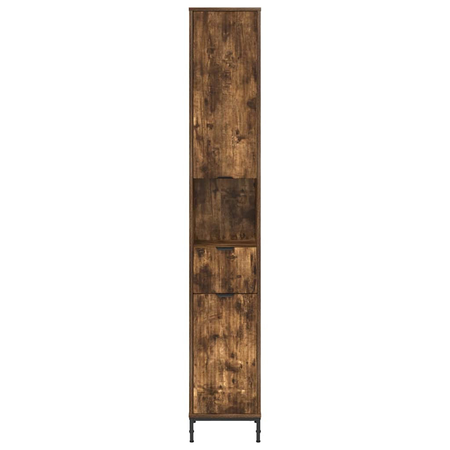 Hoge badkamerkast Gerookt eiken 31.5 x 33 x 190 cm Bewerkt hout