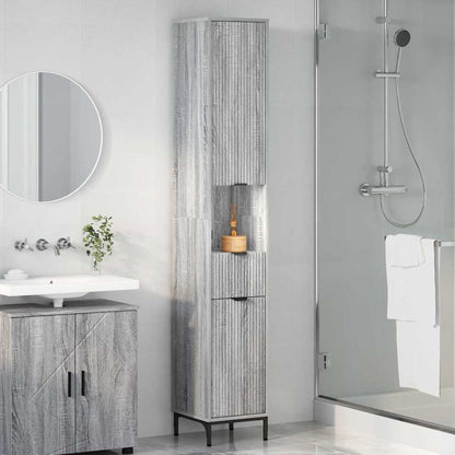 Hoge badkamerkast Grijs sonoma 31.5 x 33 x 190 cm Bewerkt hout
