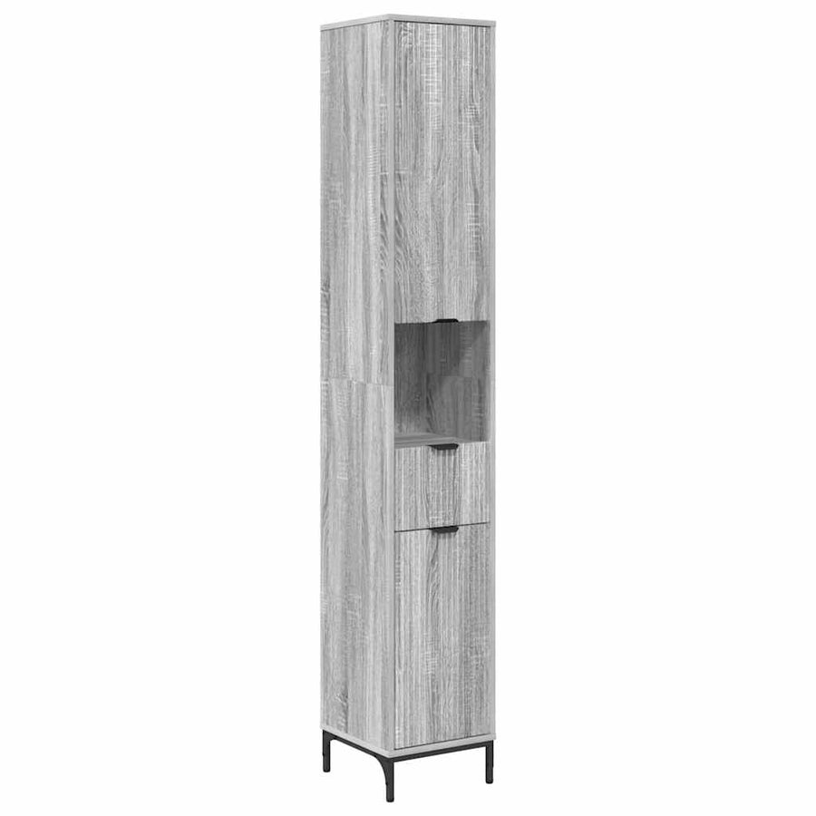 Hoge badkamerkast Grijs sonoma 31.5 x 33 x 190 cm Bewerkt hout