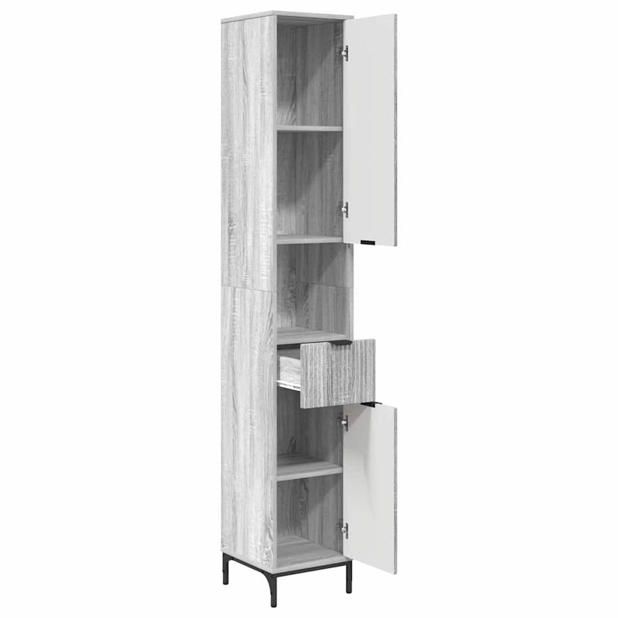 Hoge badkamerkast Grijs sonoma 31.5 x 33 x 190 cm Bewerkt hout