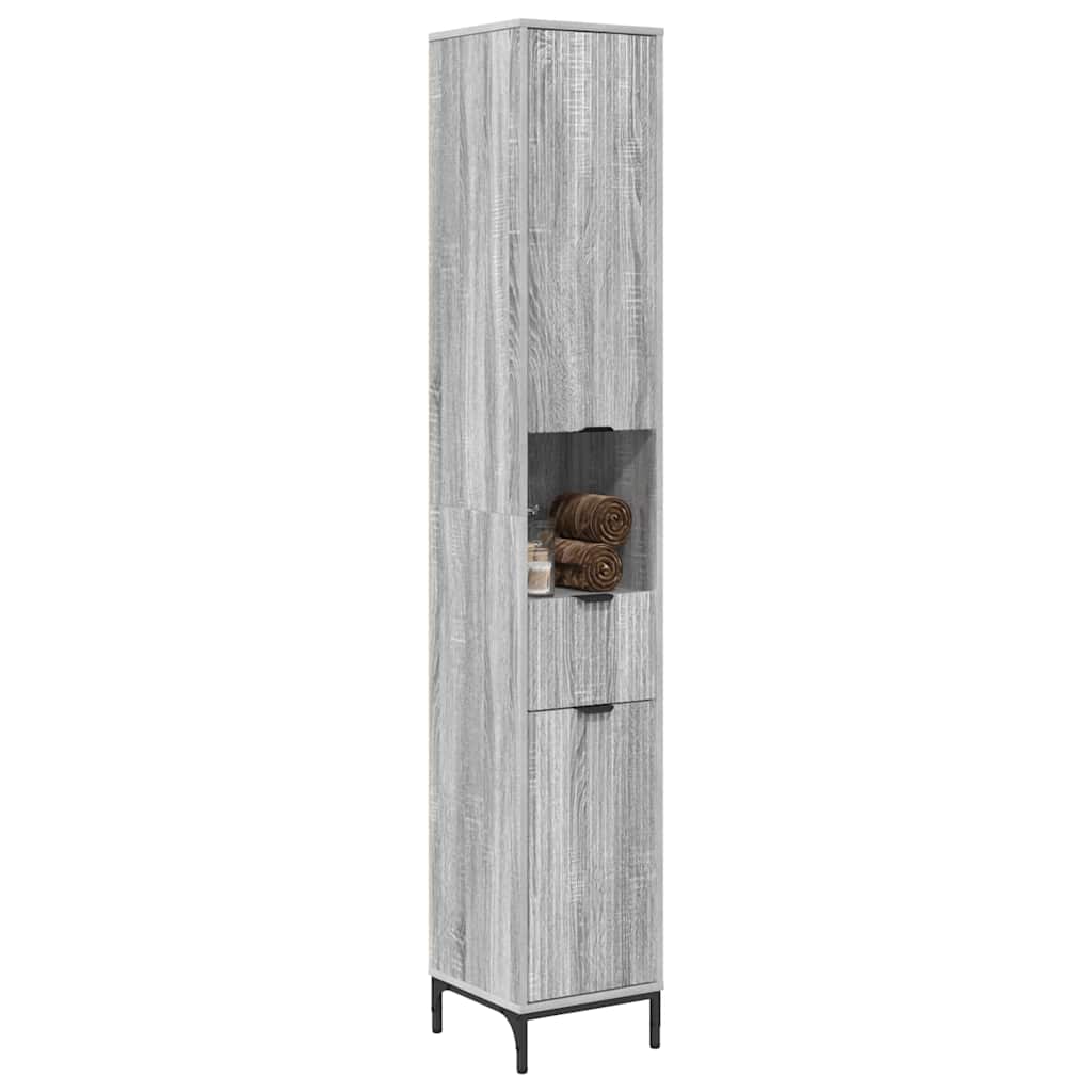 Hoge badkamerkast Grijs sonoma 31.5 x 33 x 190 cm Bewerkt hout