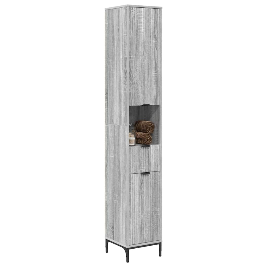 Hoge badkamerkast Grijs sonoma 31.5 x 33 x 190 cm Bewerkt hout