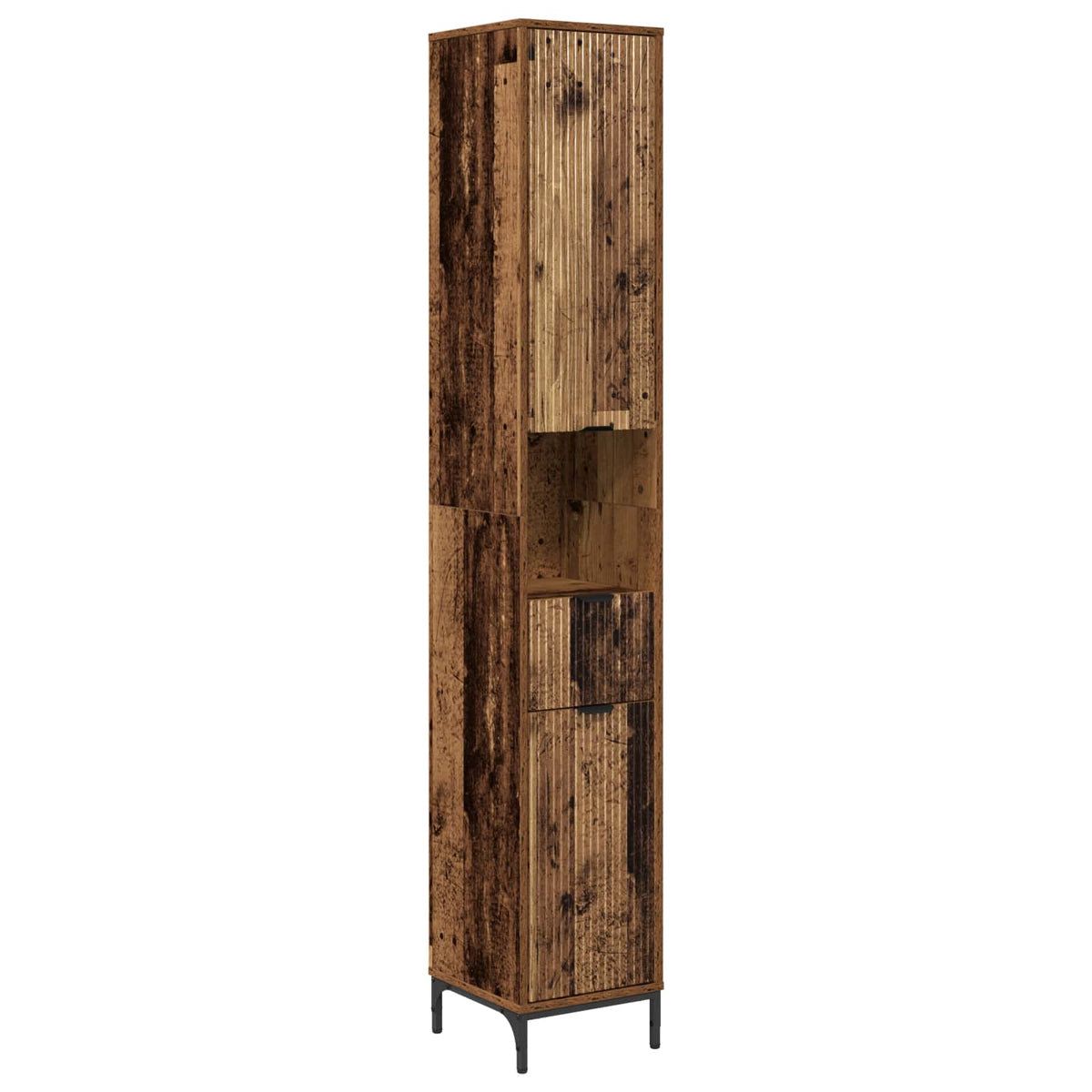 Badkamer Kast Oud Hout 31,5 x 33 x 190 cm Bewerkt hout, Metaal