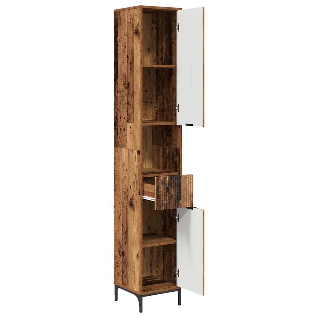 Hoge badkamerkast Oud hout 31.5 x 33 x 190 cm Bewerkt hout