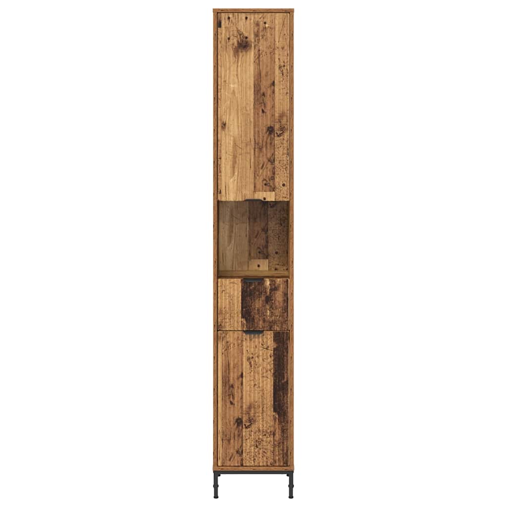 Hoge badkamerkast Oud hout 31.5 x 33 x 190 cm Bewerkt hout
