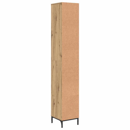 Hoge badkamerkast artisanaal eikenkleurig 31.5 x 33 x 190 cm