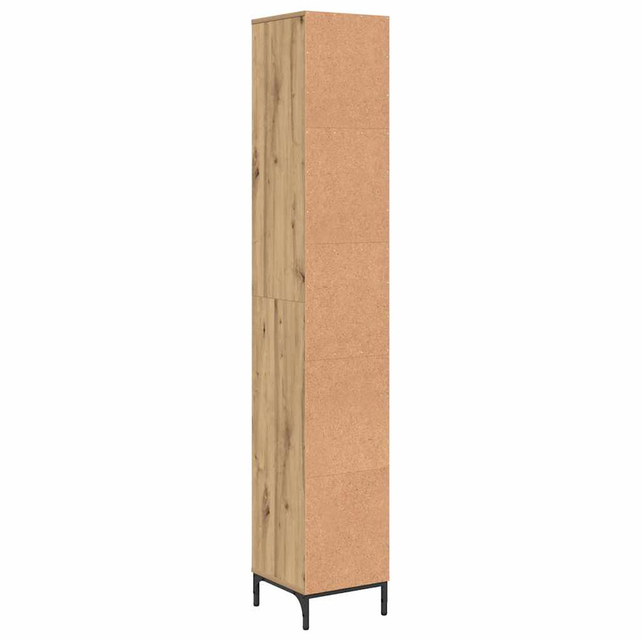 Hoge badkamerkast artisanaal eikenkleurig 31.5 x 33 x 190 cm