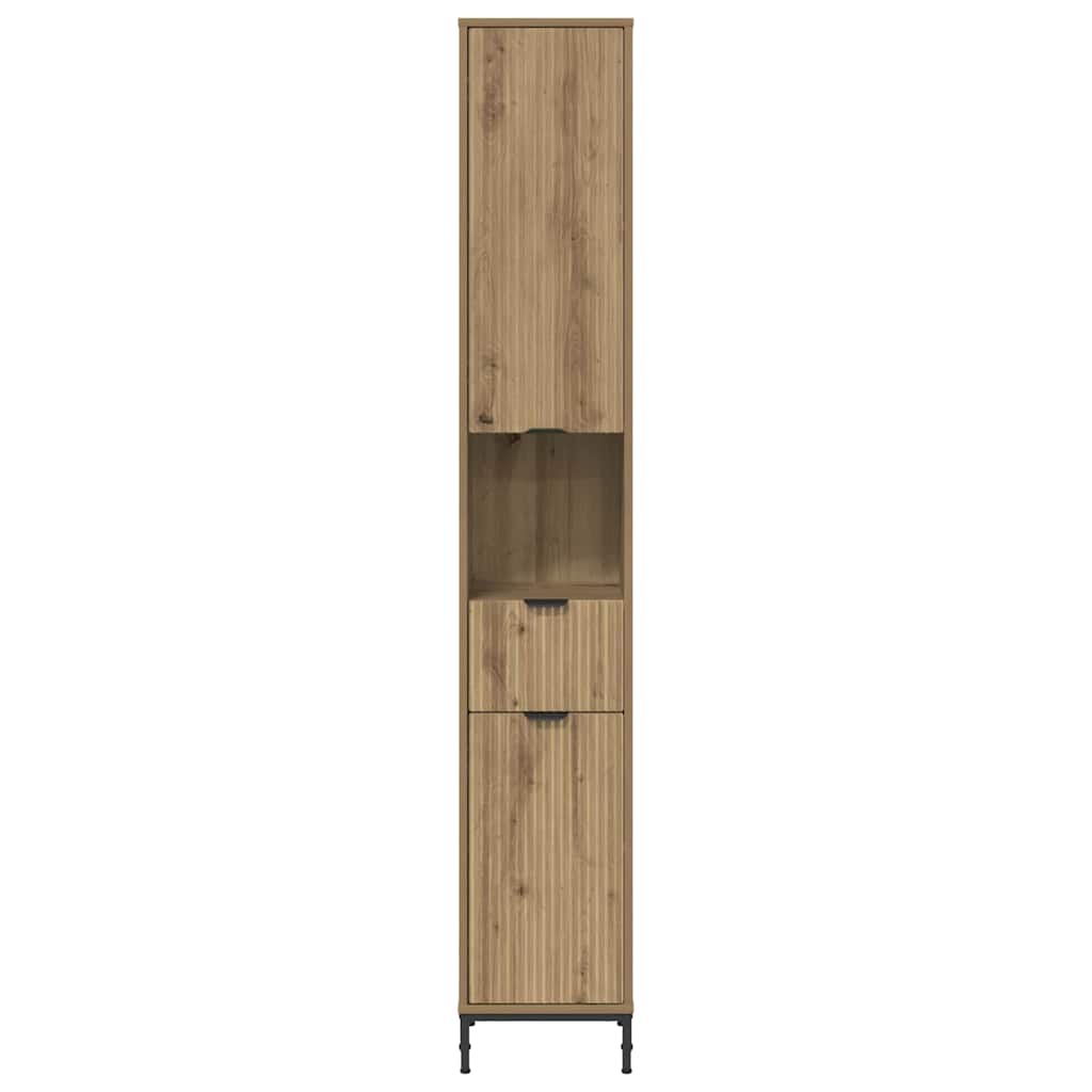 Hoge badkamerkast artisanaal eikenkleurig 31.5 x 33 x 190 cm