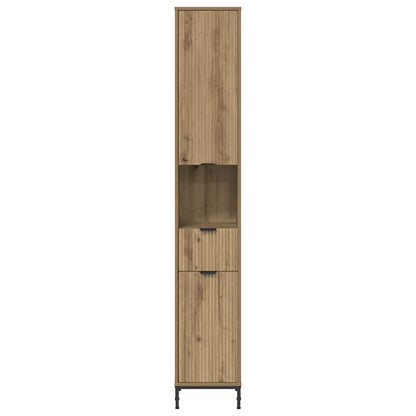 Hoge badkamerkast artisanaal eikenkleurig 31.5 x 33 x 190 cm
