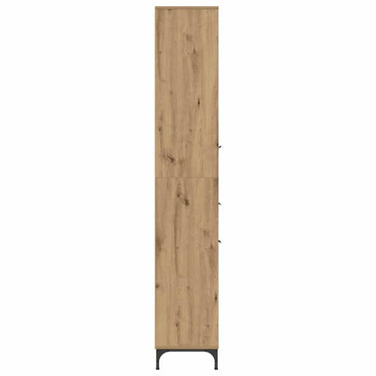 Hoge badkamerkast artisanaal eikenkleurig 31.5 x 33 x 190 cm