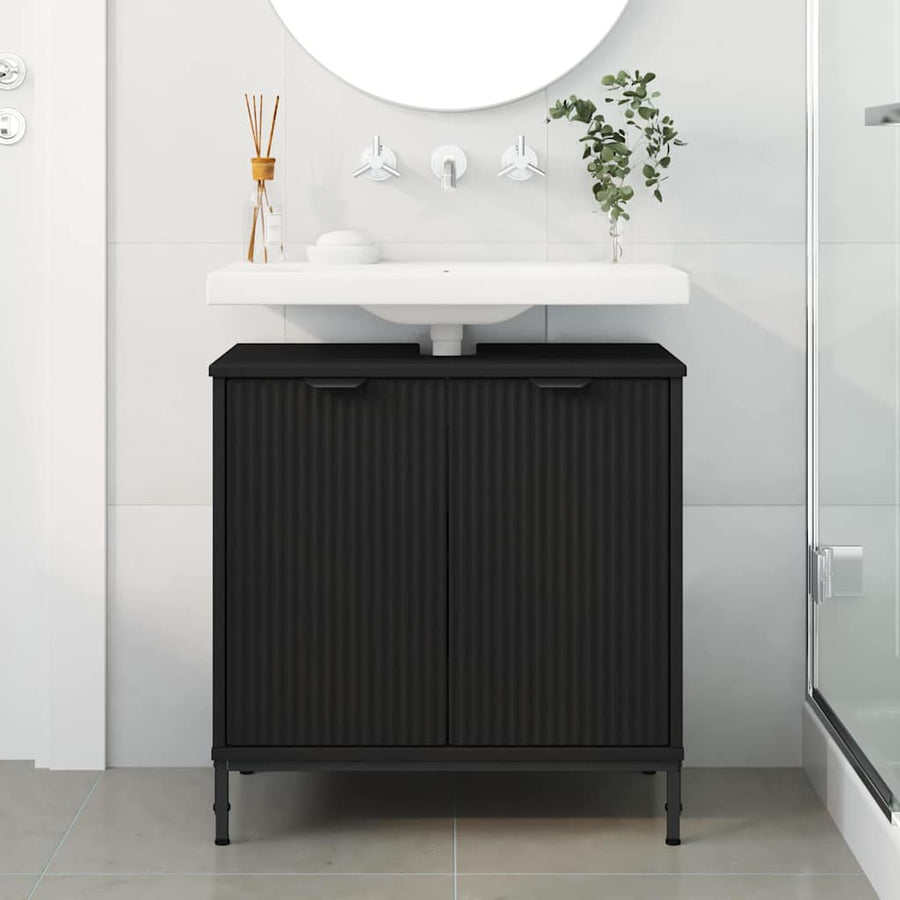 Badkamertenk te kast Zwart 60,5 x 33,5 x 61 cm Bewerkt hout