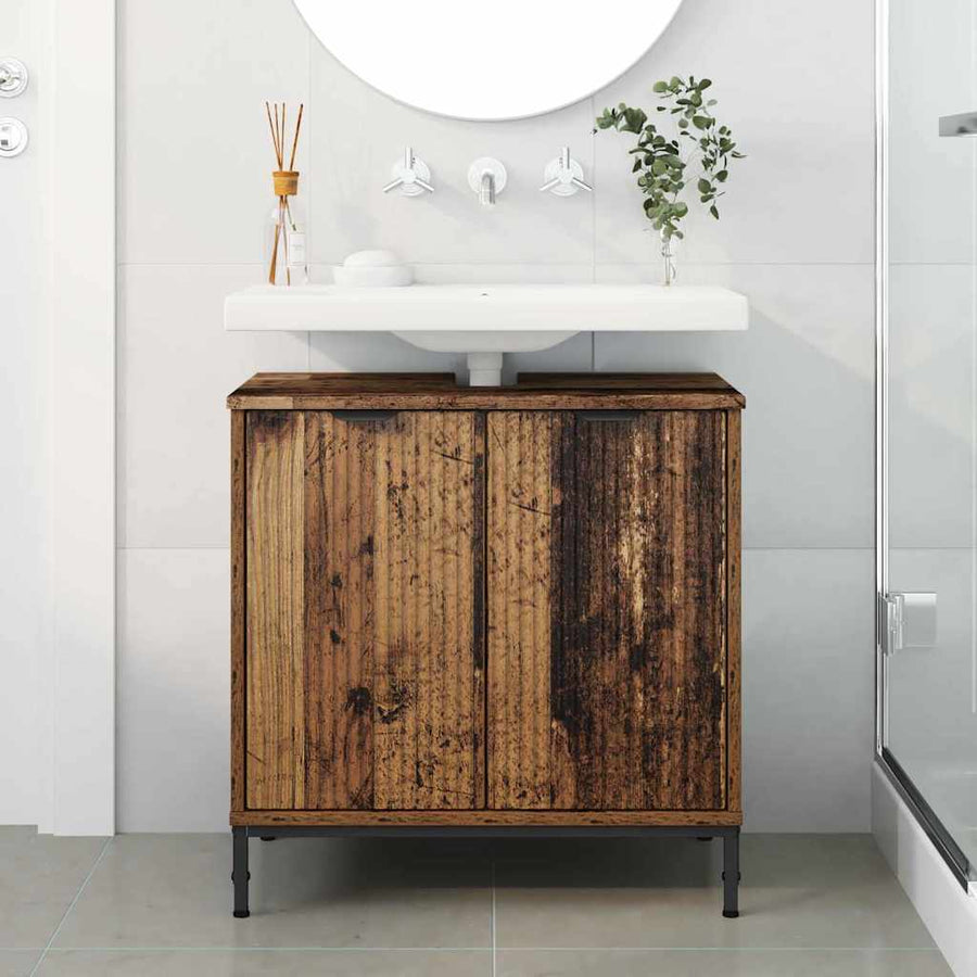 Badkamertenk te kast Oud hout 60,5 x 33,5 x 61 cm Bewerkt hout