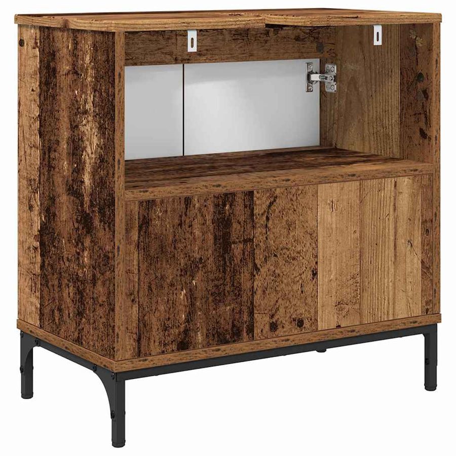 Badkamertenk te kast Oud hout 60,5 x 33,5 x 61 cm Bewerkt hout