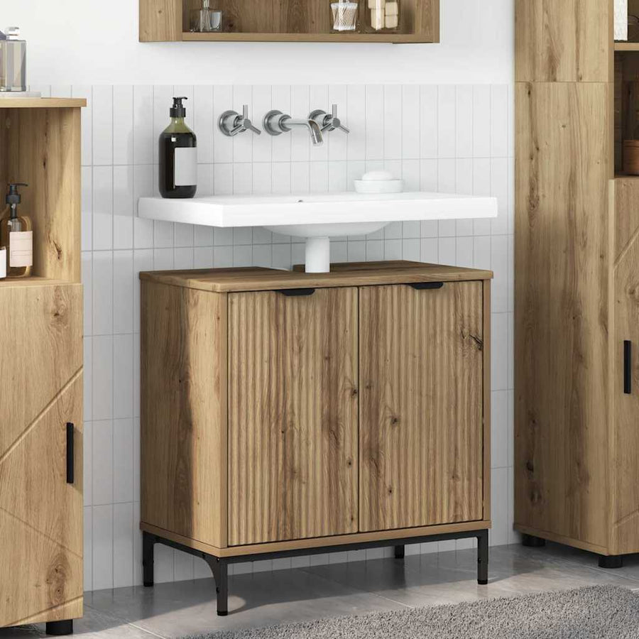 Badkamertenk te kast met opslag artisanaal eikenkleurig