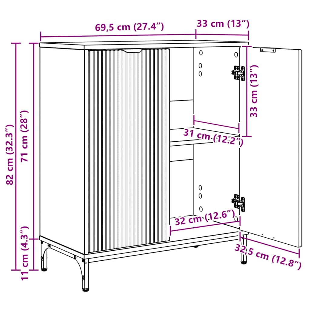 Dressoir Artisan Eiken 69,5 x 33 x 82 cm Bewerkt hout