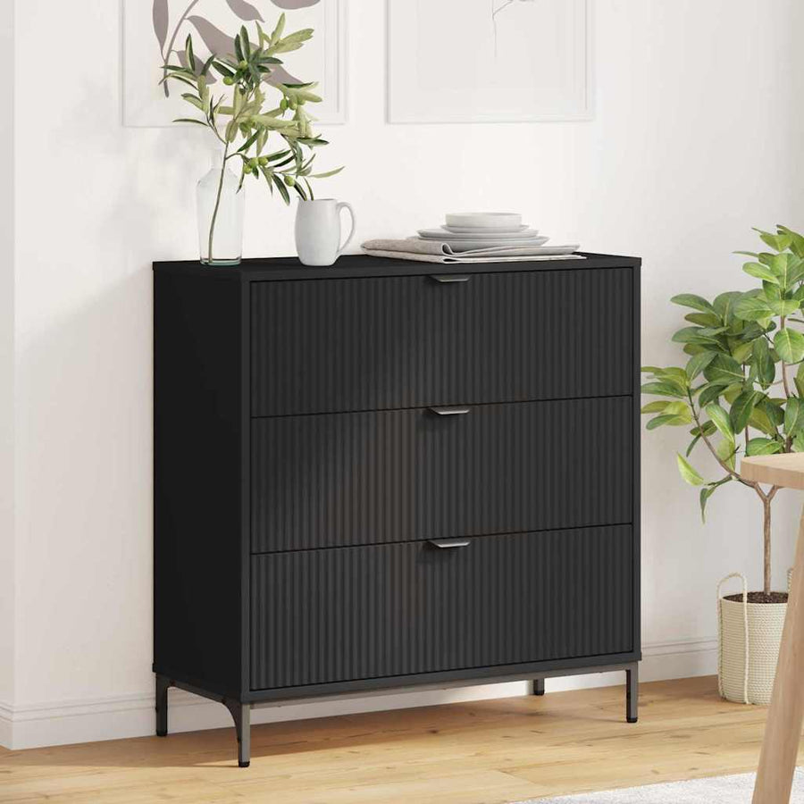 Dressoir met lade Zwart 79,5 x 33 x 82 cm Bewerkt hout