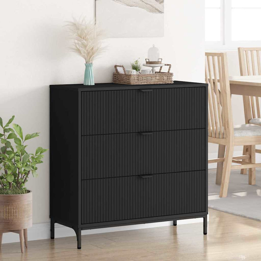 Dressoir met lade Zwart 79,5 x 33 x 82 cm Bewerkt hout