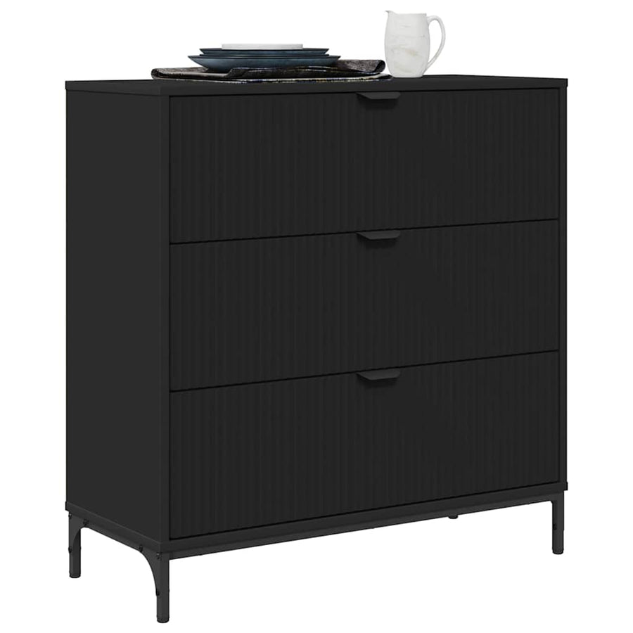 Dressoir met lade Zwart 79,5 x 33 x 82 cm Bewerkt hout