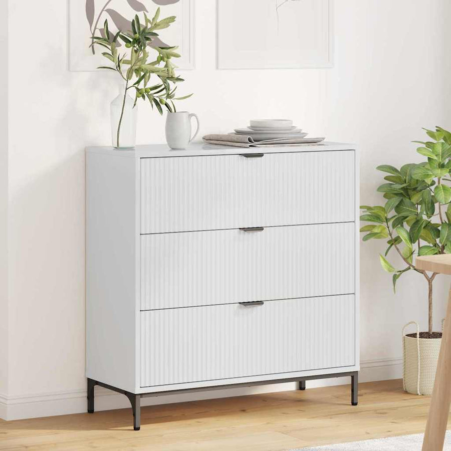 Dressoir met lade Hoogglans wit 79,5 x 33 x 82 cm Bewerkt hout