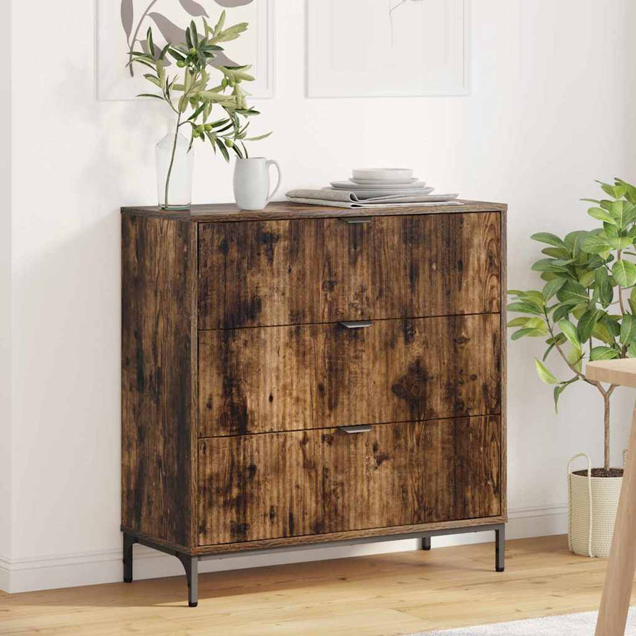 Dressoir met lade Gerookt eiken 79,5 x 33 x 82 cm Bewerkt hout