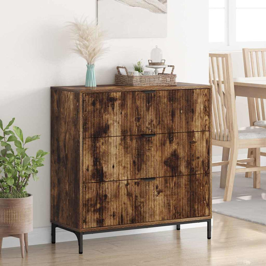 Dressoir met lade Gerookt eiken 79,5 x 33 x 82 cm Bewerkt hout