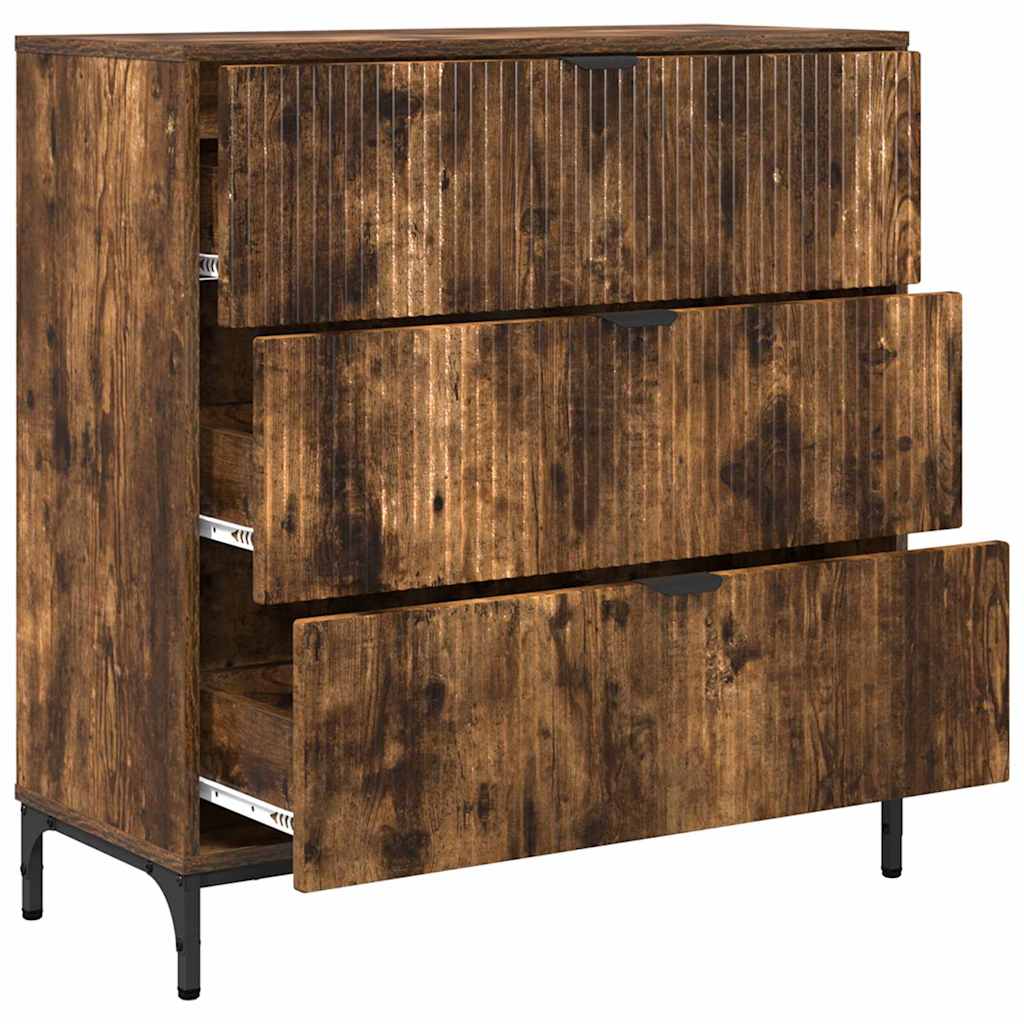 Dressoir met lade Gerookt eiken 79,5 x 33 x 82 cm Bewerkt hout