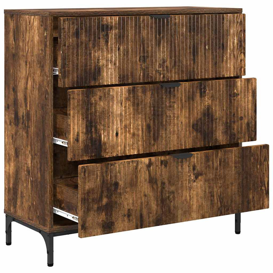 Dressoir met lade Gerookt eiken 79,5 x 33 x 82 cm Bewerkt hout