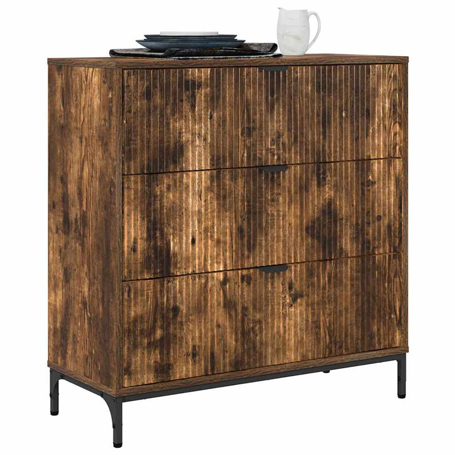 Dressoir met lade Gerookt eiken 79,5 x 33 x 82 cm Bewerkt hout