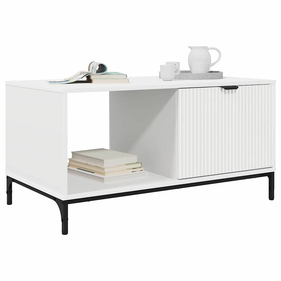 Salontafel met lade Wit 90 x 49 x 46 cm Bewerkt hout
