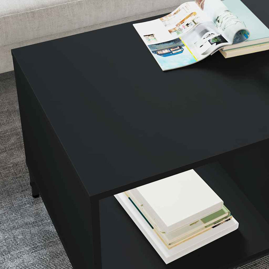Salontafel met lade Zwart Eiken 90 x 49 x 46 cm Bewerkt hout