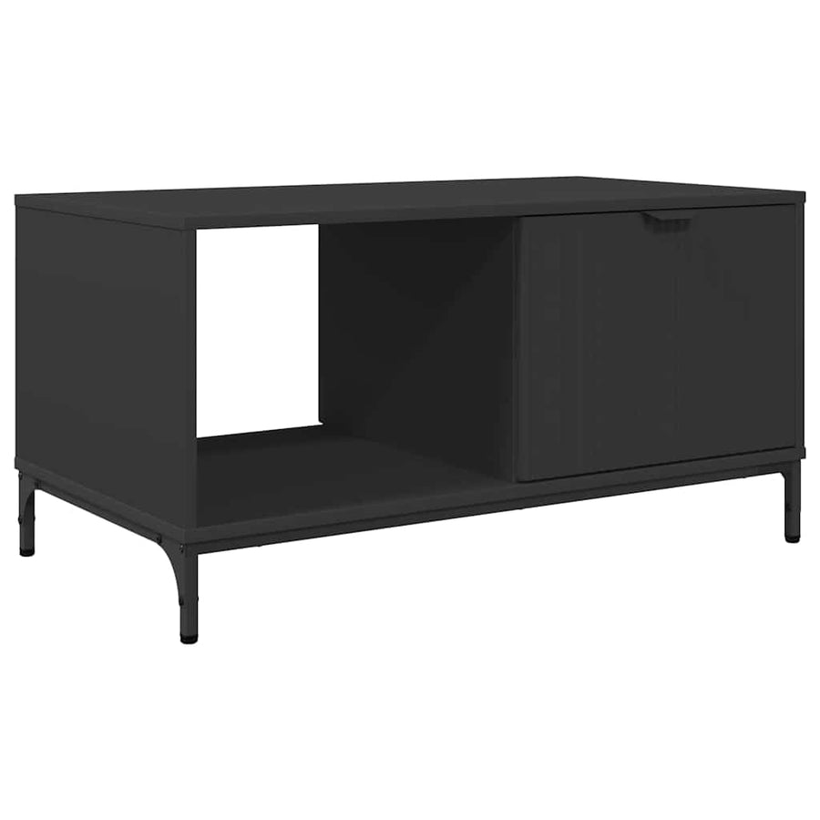 Salontafel met lade Zwart Eiken 90 x 49 x 46 cm Bewerkt hout