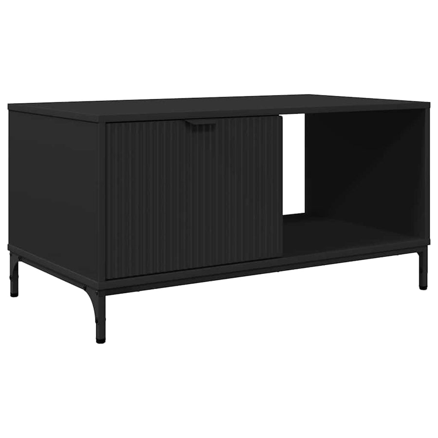 Salontafel met lade Zwart Eiken 90 x 49 x 46 cm Bewerkt hout