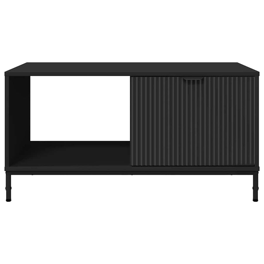 Salontafel met lade Zwart Eiken 90 x 49 x 46 cm Bewerkt hout