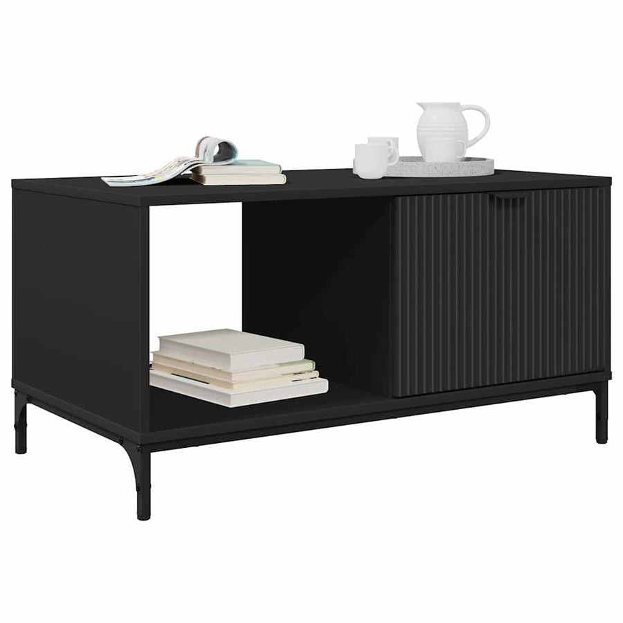 Salontafel met lade Zwart Eiken 90 x 49 x 46 cm Bewerkt hout