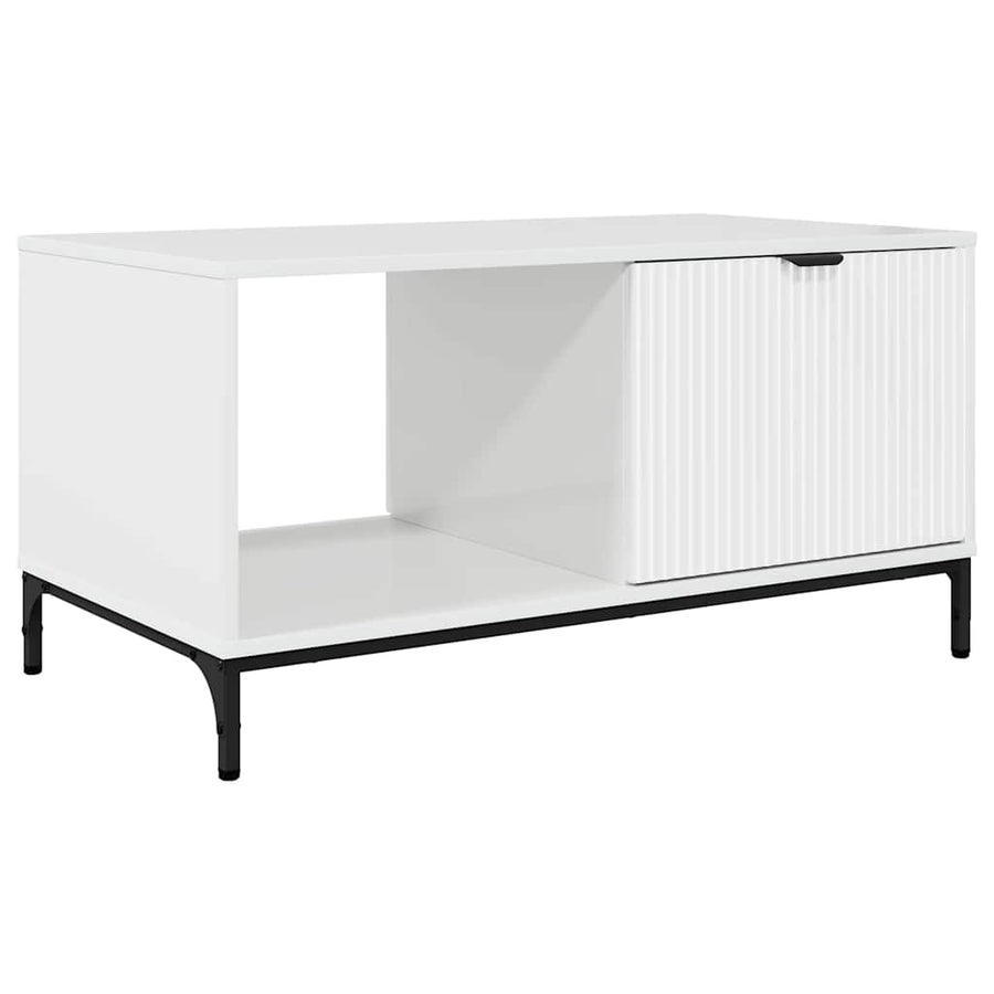 Salontafel met lade Hoogglans wit 90 x 49 x 46 cm Bewerkt hout