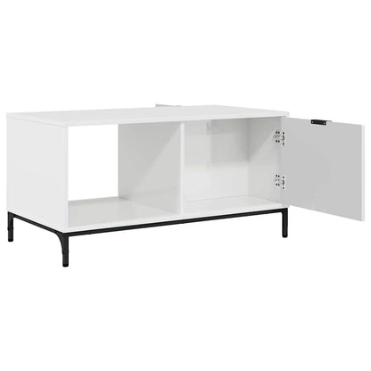 Salontafel met lade Hoogglans wit 90 x 49 x 46 cm Bewerkt hout
