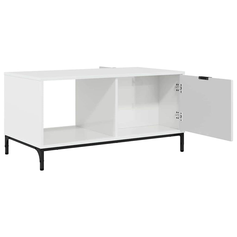 Salontafel met lade Hoogglans wit 90 x 49 x 46 cm Bewerkt hout